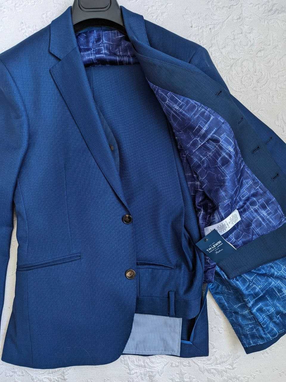 T.M Lewin St. London Three-piece slim fit blue suit костюм тройка