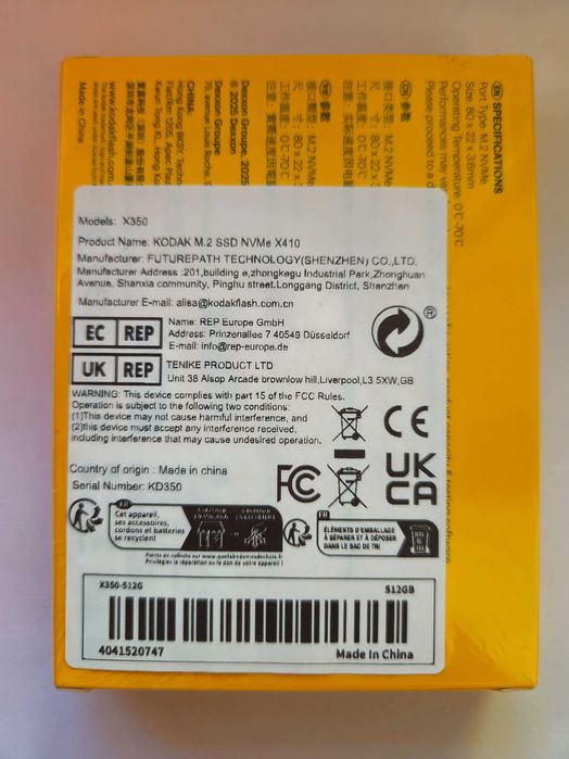 SSD M2,Kodak 512Gb+SSD 2.5"Kodak 512 Gb=250 ron,Laptop ,Ps5,Destop,Nou