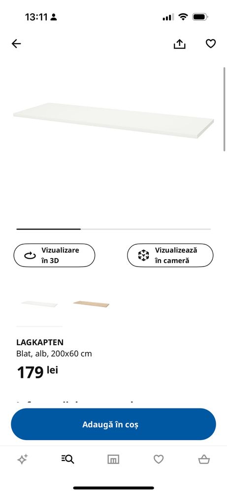 Masa birou IKEA (fara comoda) LAGKAPTEN 200x60 cm