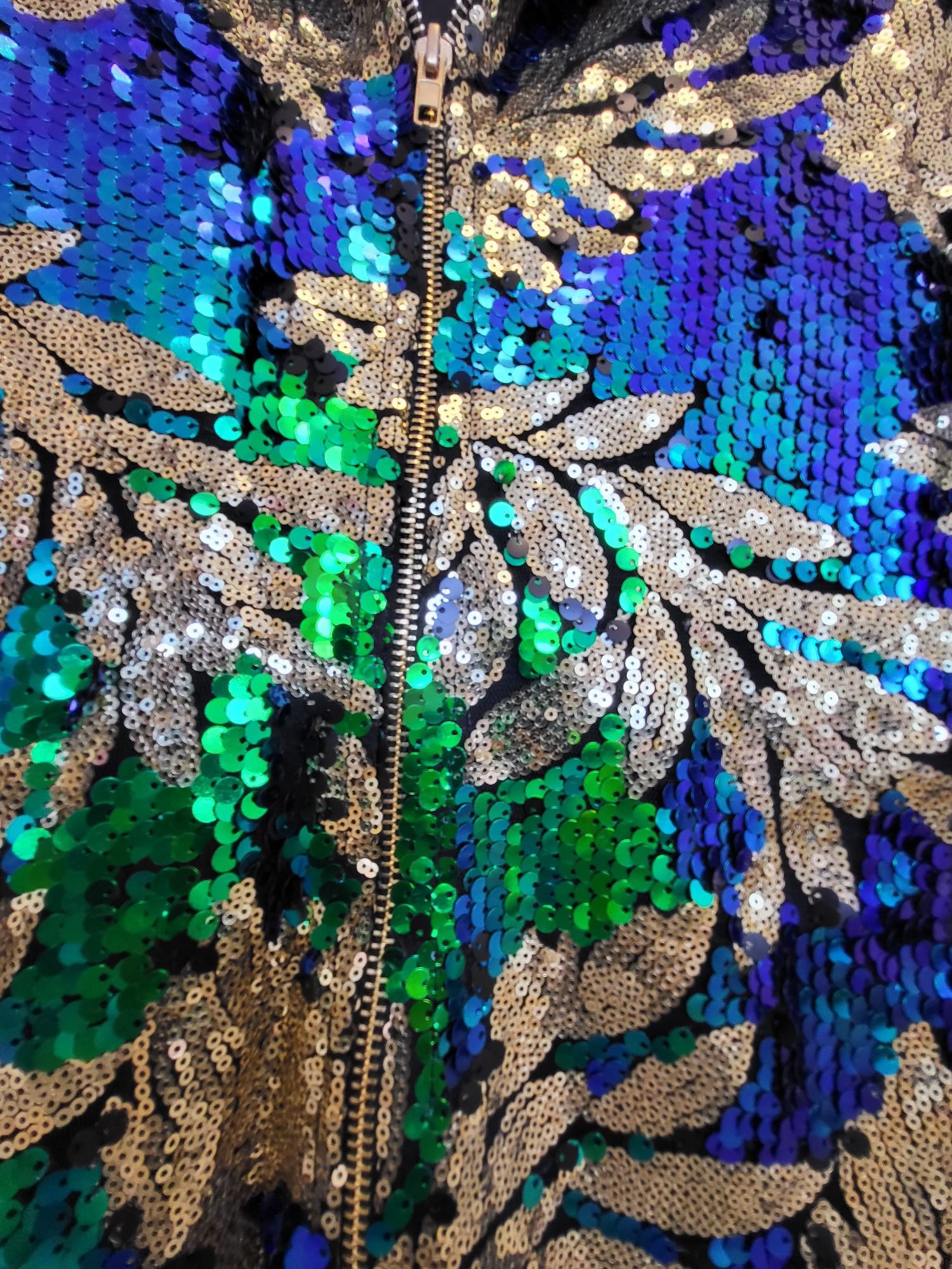 Rochie de seara verde paiete multicolore