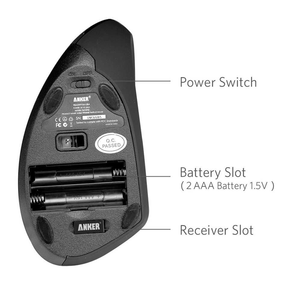 2бр.Anker 2.4GHz-безжична вертикално-ергономична компютърна мишка