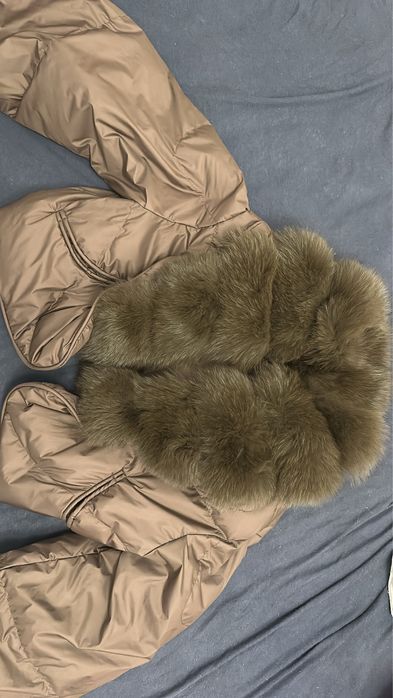 Geaca cu blana naturala de vulpe si puf de gasca