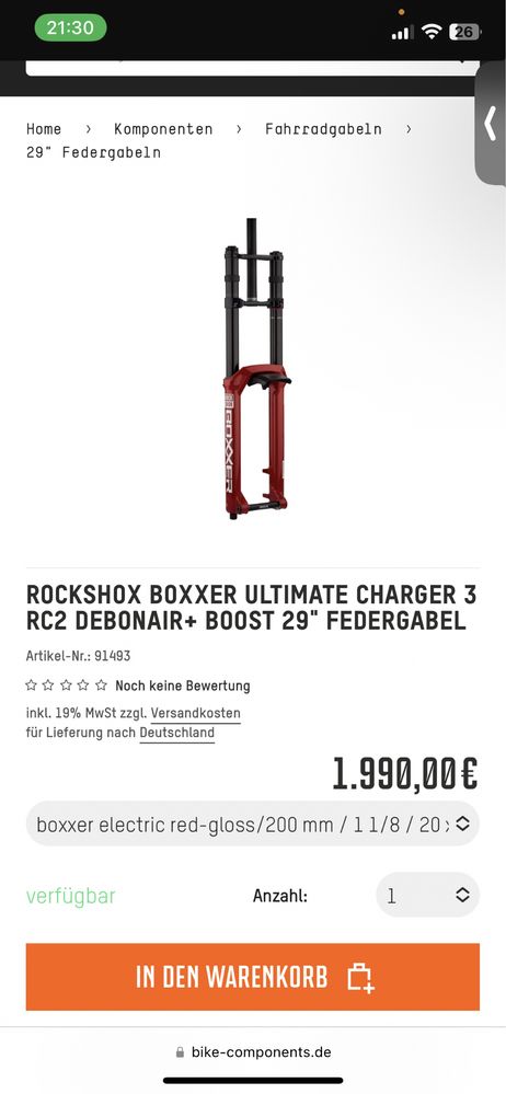 Furca bicicleta 29” RockShox Boxxer Ultimate Charger 3 RC2