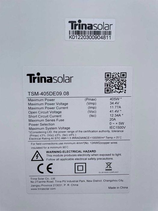 Panou solar Trina 405W TSM-DE09.08 cu rama neagra, NOI, garantie