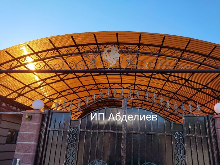 Навес, ворота, навес, сварщик