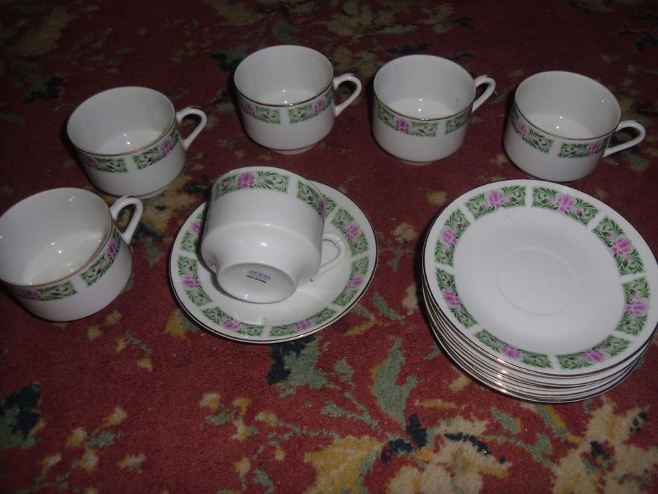 set cesti cu farfurie  portelan