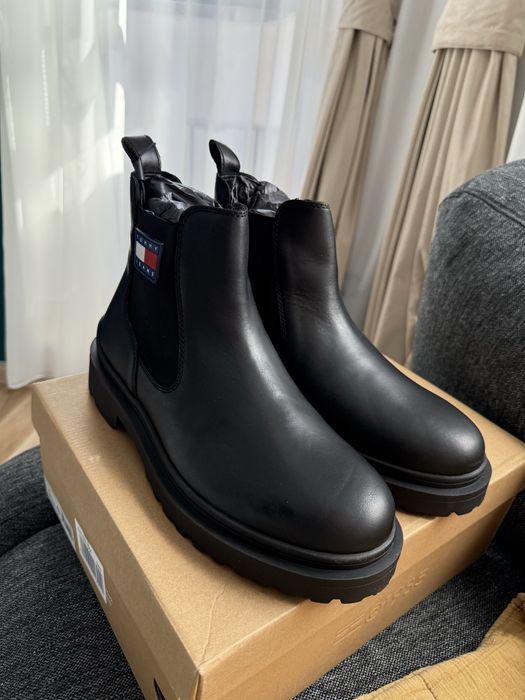 Tommy Jeans Leather Chelsea cizme negre marimea 43 noi originale