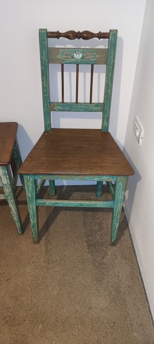 Set 4 scaune țărănești recondiționate/reinterpretate