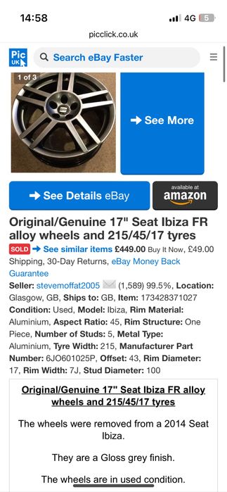 jante ibiza cupra pd160  17 inch 5x100 215/40/17 iarna