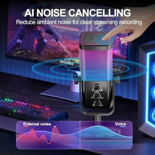 Нов RGB Кондензаторен Микрофон за PC PS4 PS5 Гейминг Стрийминг Подкаст