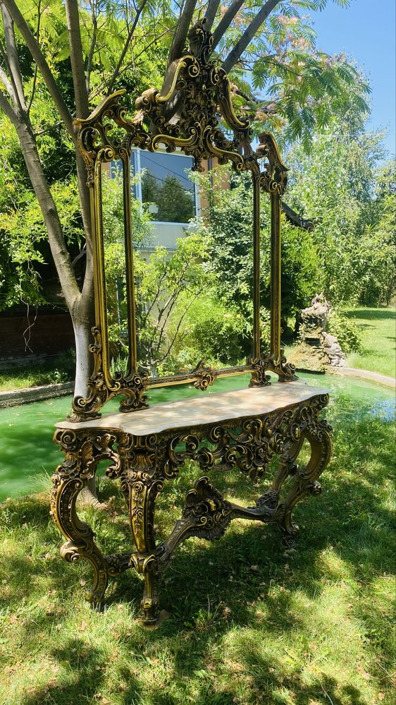 Consola Stil Baroc Rasina Oglinda Marmura Vintage Antic Veche