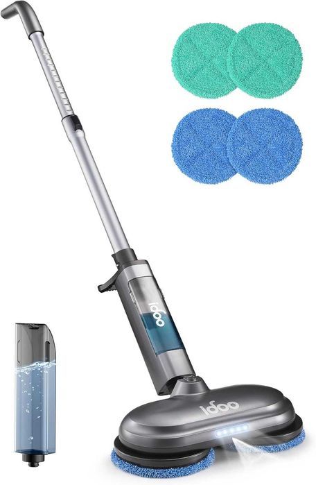 Mop electric iDOO cu LED, rotativ, fara fir, 4 lavete incluse