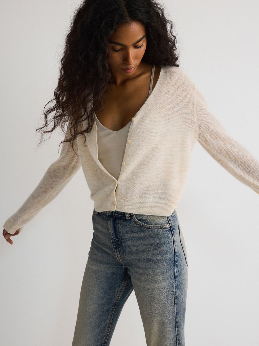 Дънки S/M 38 висока талия прави скъсен крачол сини mid wash blue jeans