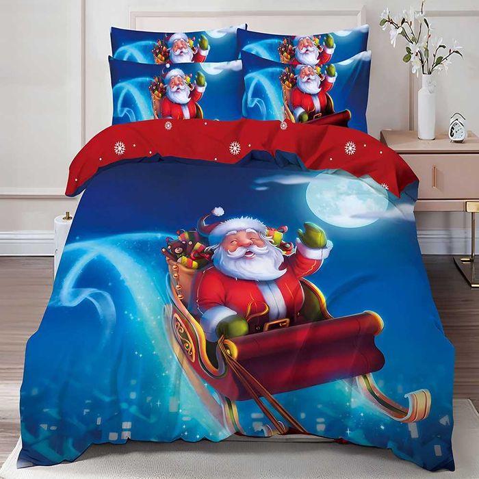 Двулицево коледно спално бельо (Реално изображение), 6 части