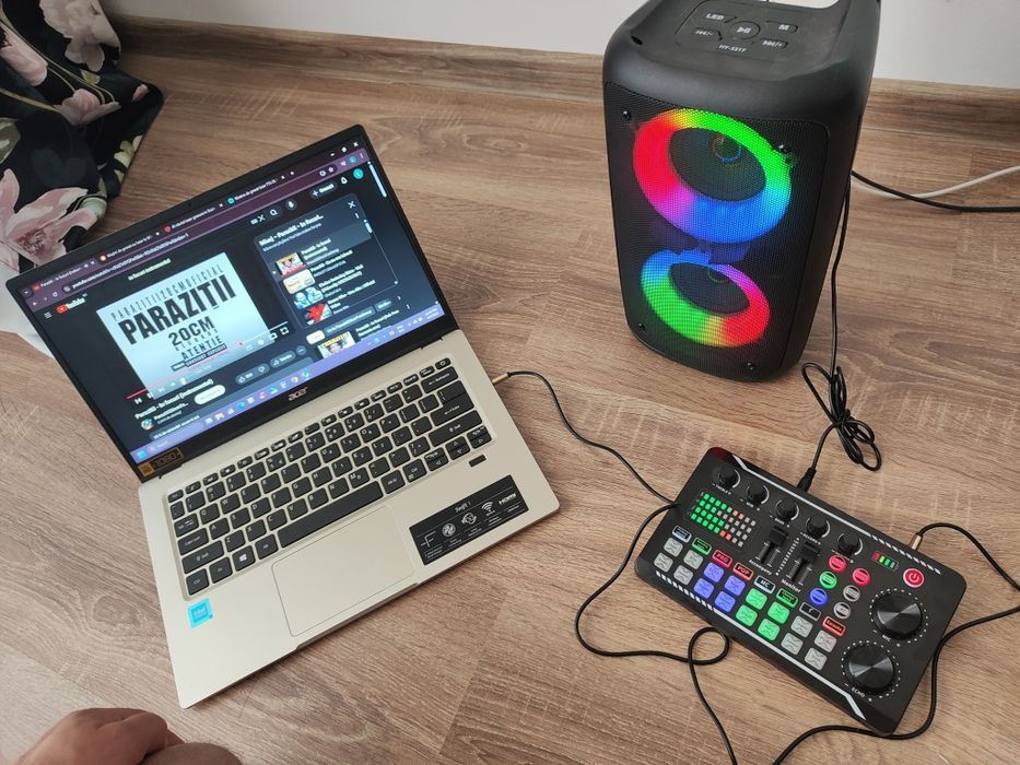 Placa de sunet externa mixer dj cu efecte de sunet și Bluetooth
