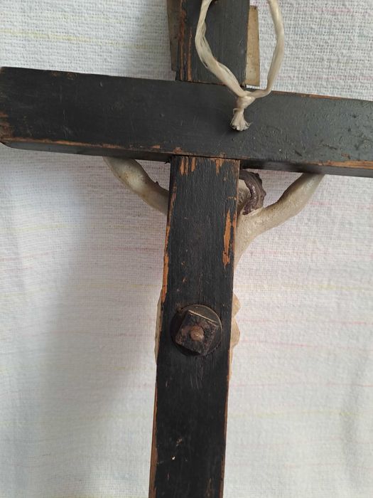 crucifix vechi lemn alama fonta 33 - 36 cm