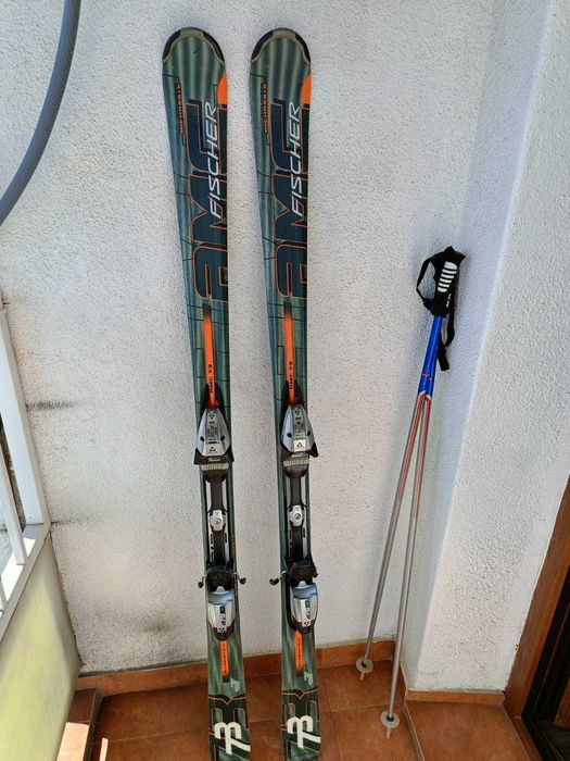 Отлични мъжки ски Fisher 170см с автомати + Щеки. 160лв