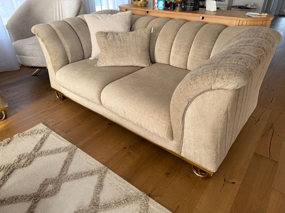 Set Canapele 3-3-2-1 Cappucino cu Auriu