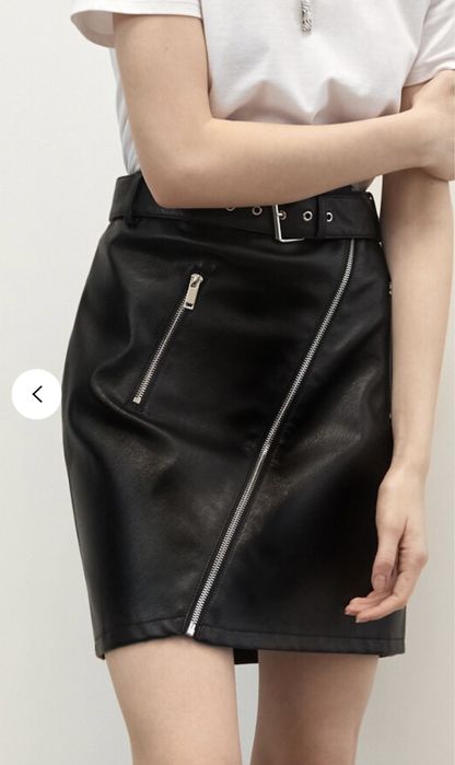 Черна кожена пола Mohito