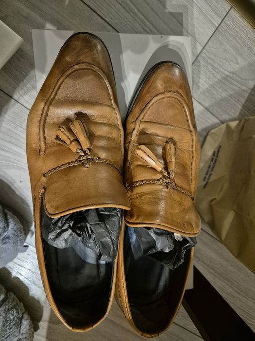 Pantofi piele naturala loafer (mocasini) grena bordeaux si maro