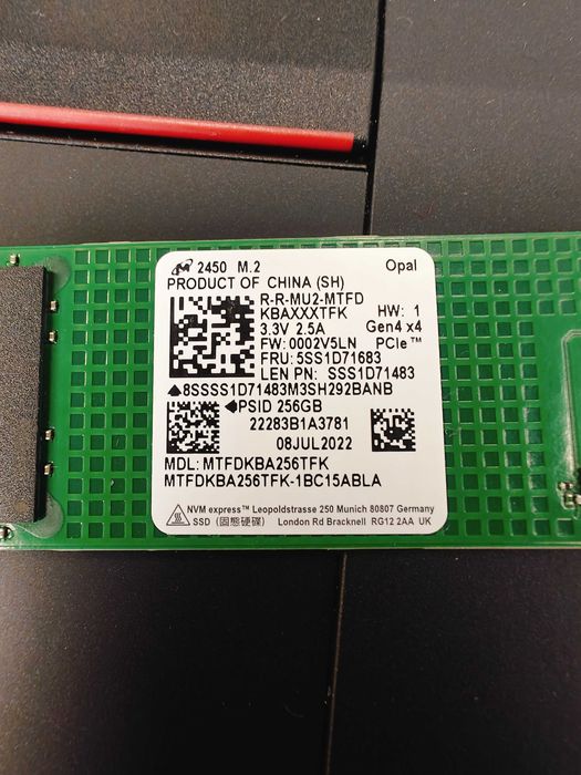 SSD  M2  MVMe 256Gb -  Micron 2450