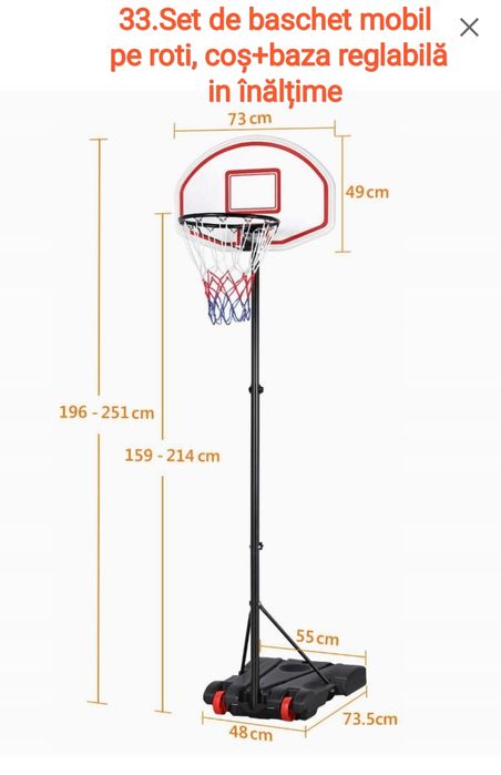 Set de baschet reglabil 196-251 cm.