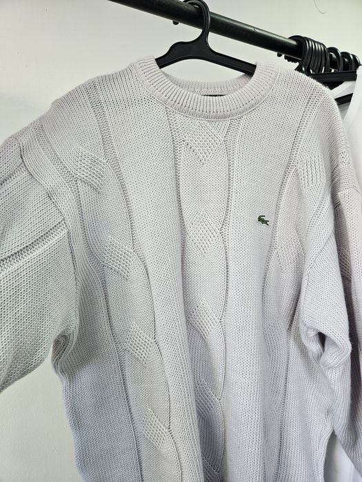 Оригинален Винтидж Пуловер Lacoste с Кабелна Плетка - Oversized