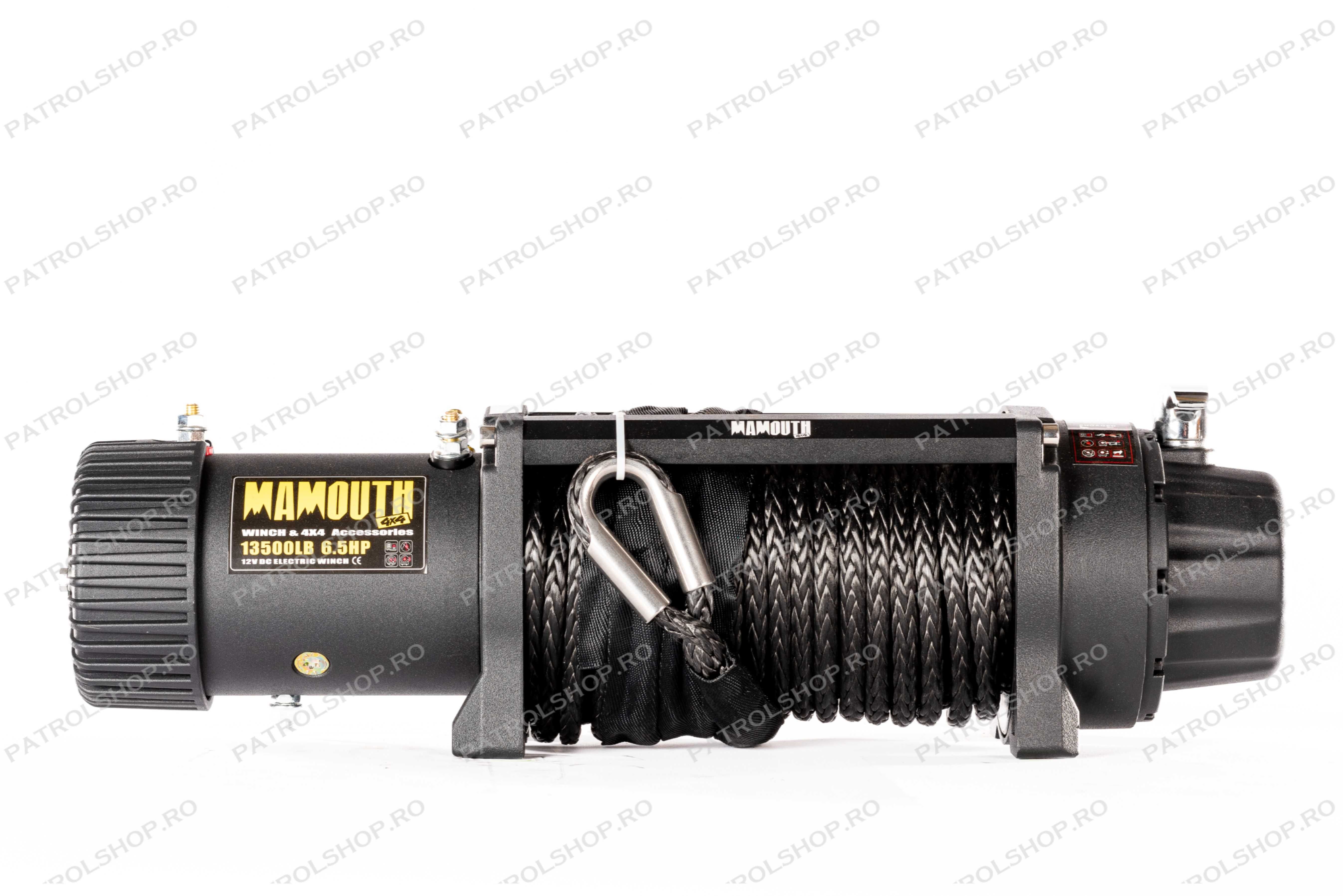 Troliu auto electric Mamouth 13500 lbs - 6124 kg - cablu sintetic