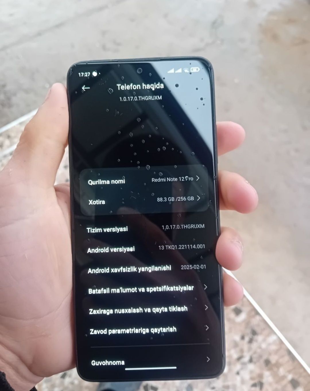 Ridmi not 12 pro 8 256 ga