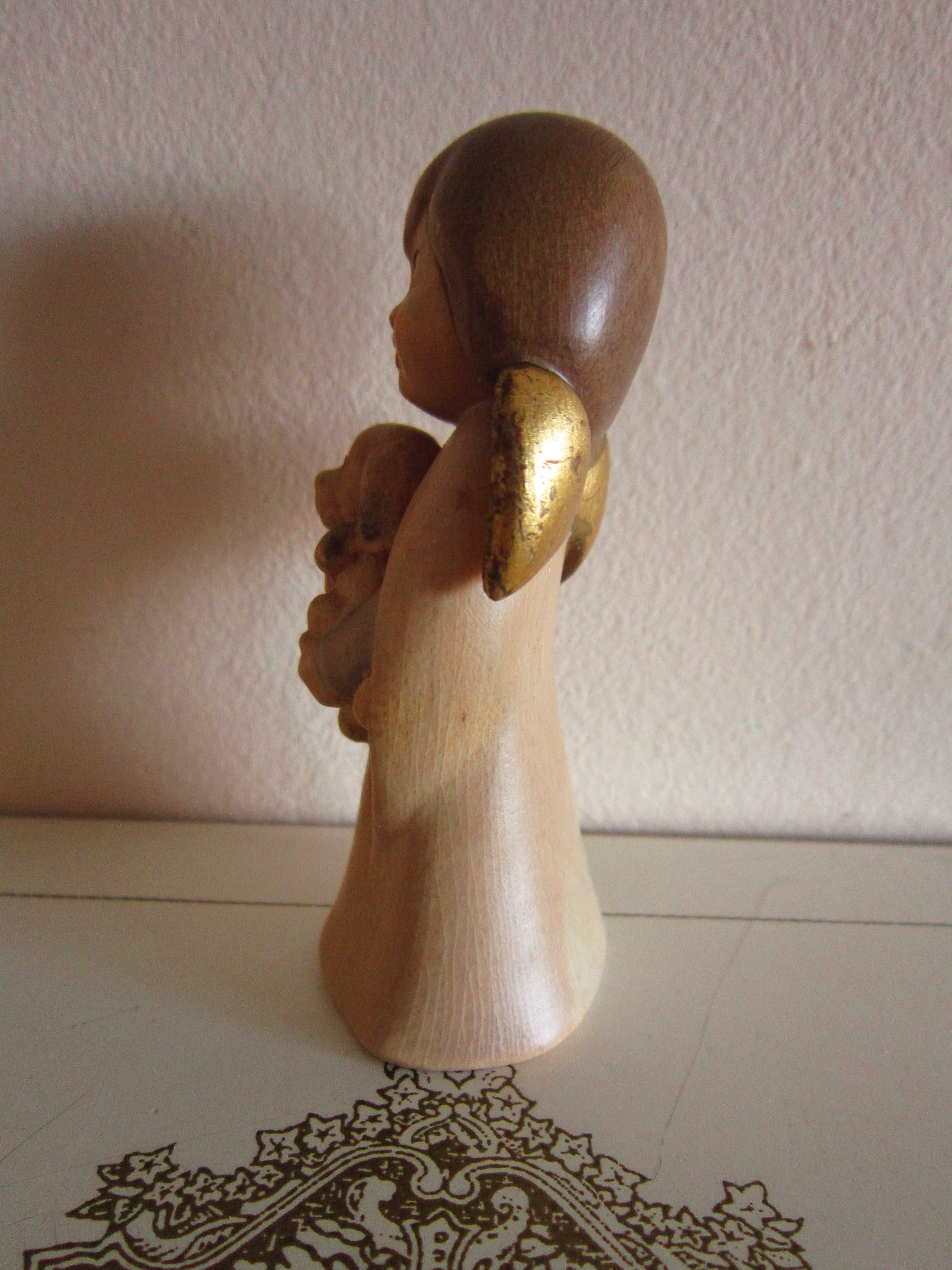 cadou rar Inger cu cățeluș handmade lemn Germany'80