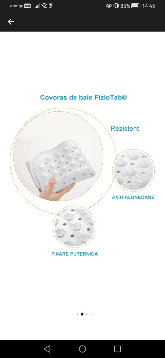 Covoras pentru cada, anti-alunecare, FizioTab®, 100x40 cm, Alb