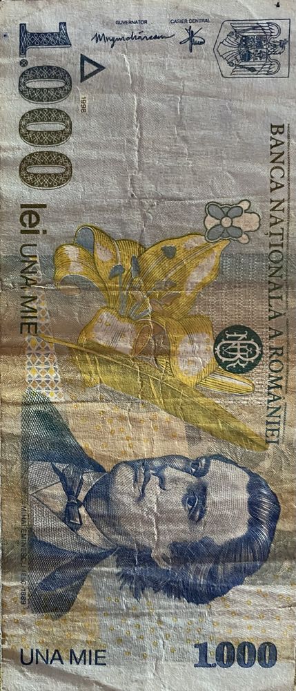 Vând bancnote de 1.000 lei ( una mie) cu Mihai Eminescu din 1998!