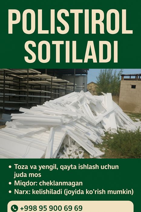 Polistirol (penoplast) chiqindilari sotiladi — Namangan tumanida