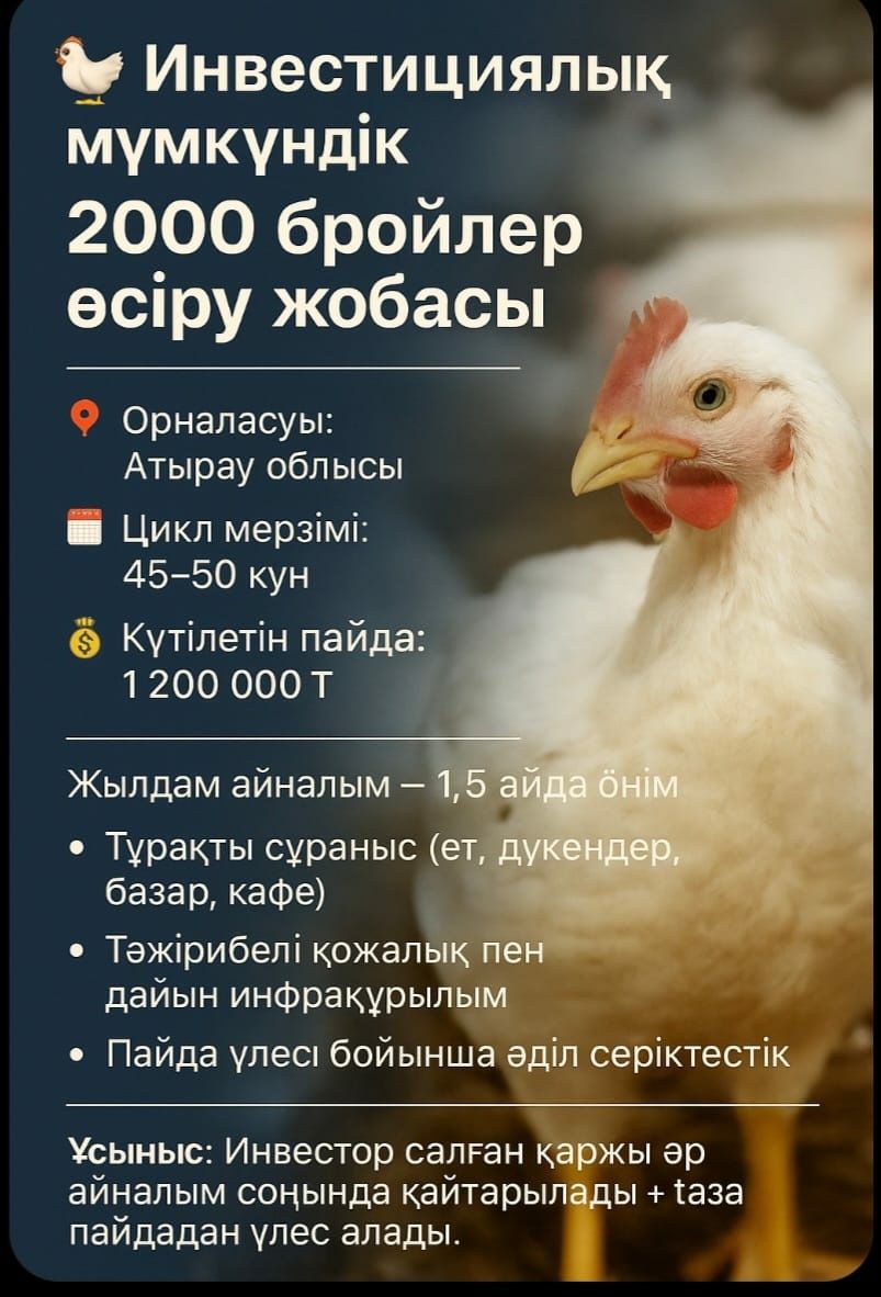 Инвестицияға мүмкіндік.