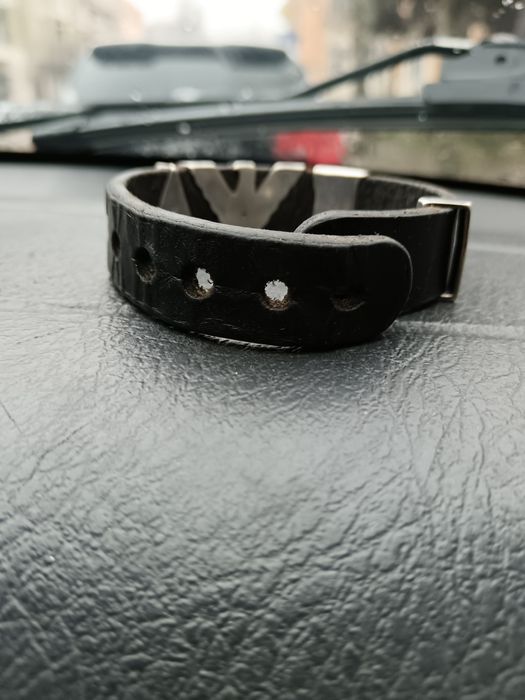 Гривна Emporio Armani кожа, сребро