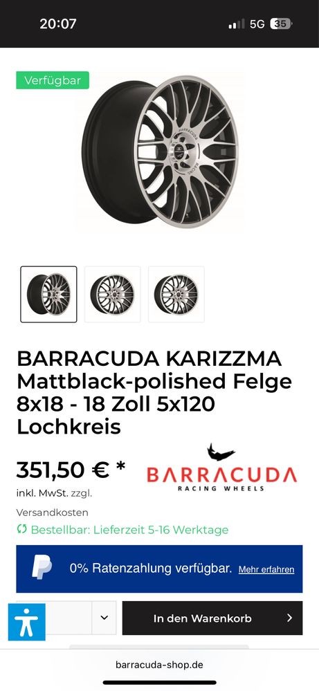 Джанти за bmw e90  BARRACUDA KARIZZMA 18 спорт пакет