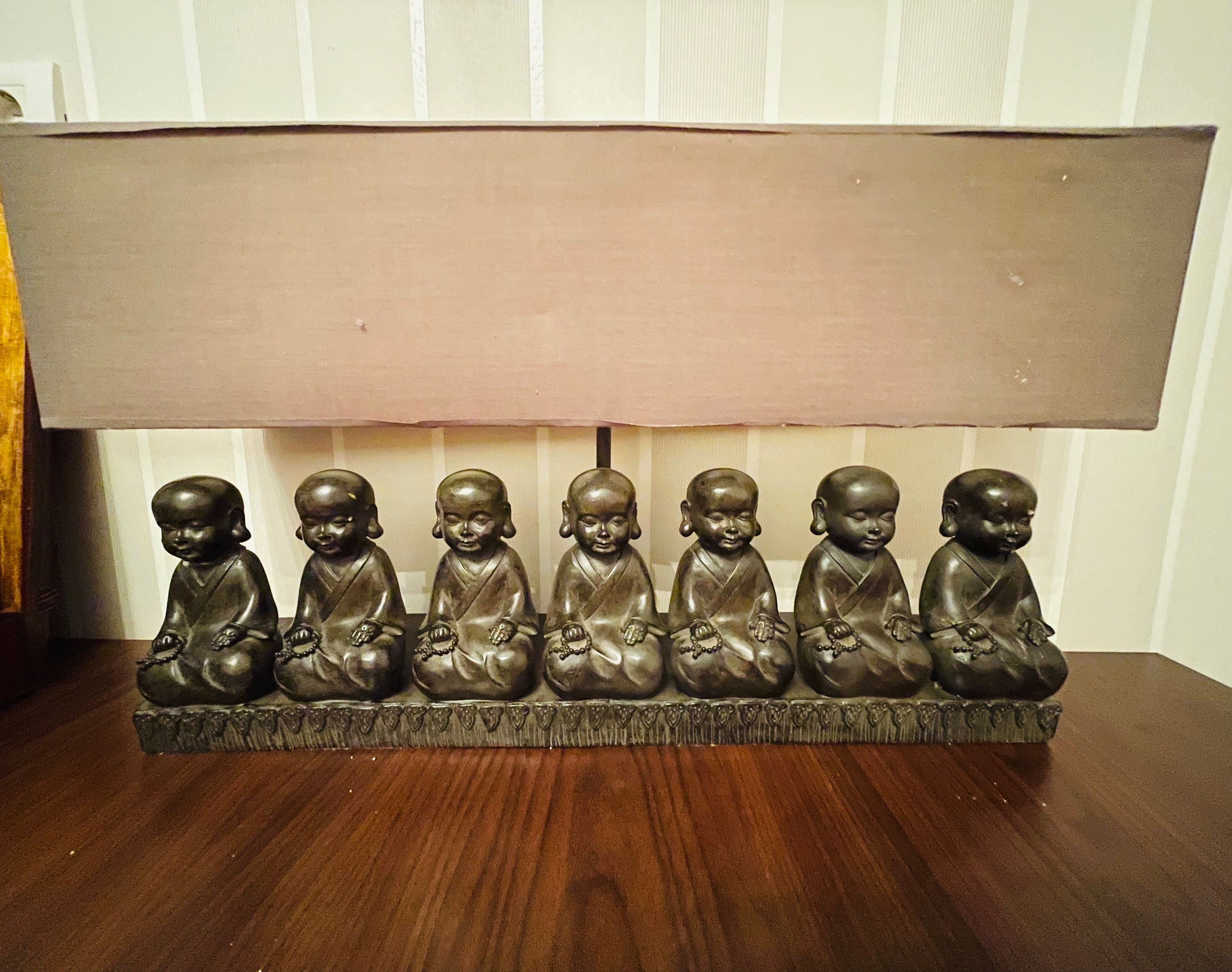 Veioza 7 Buddha din lemn