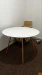 Masă dining / bucătărie Kring Kai, blat rotund, 100x72, lemn/MDF, Alb