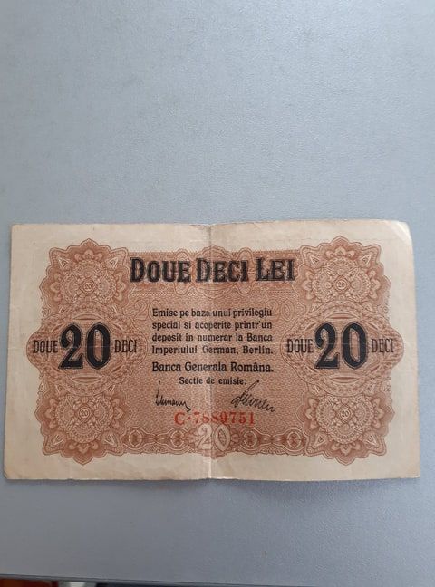 Bancnote DOUE DECI LEI (20 lei) 1917 Banca Generala Romana