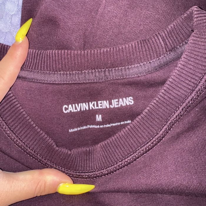 Блуза Calvin Klein Jeans - бордо, дълъг ръкав