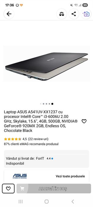 Laptop Asus a541 u