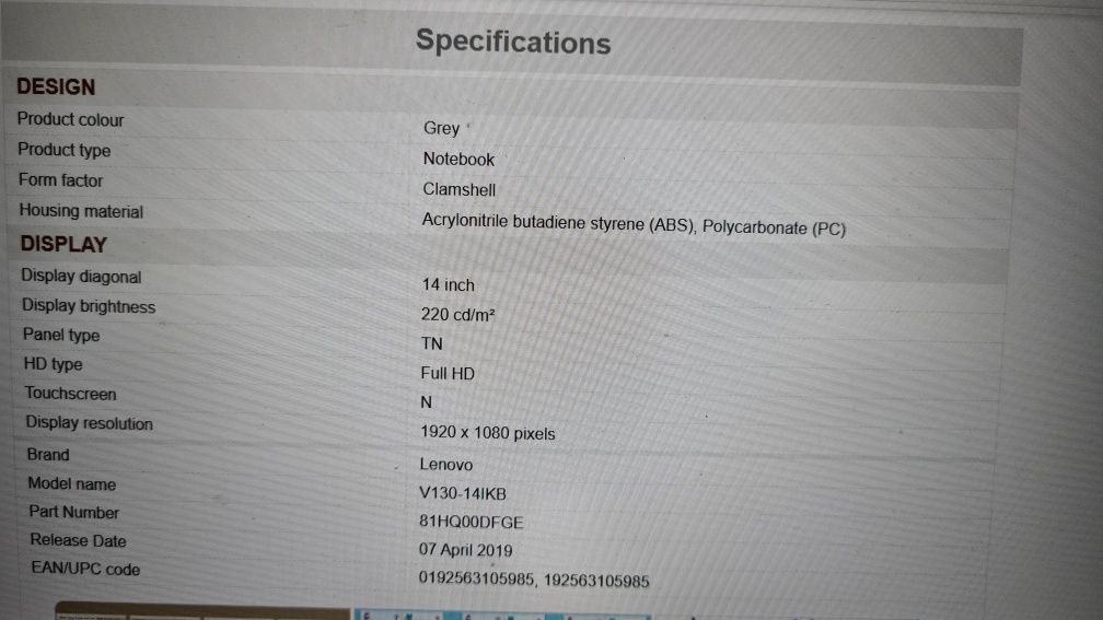 Lenovo V130/ i5 / 128 GB