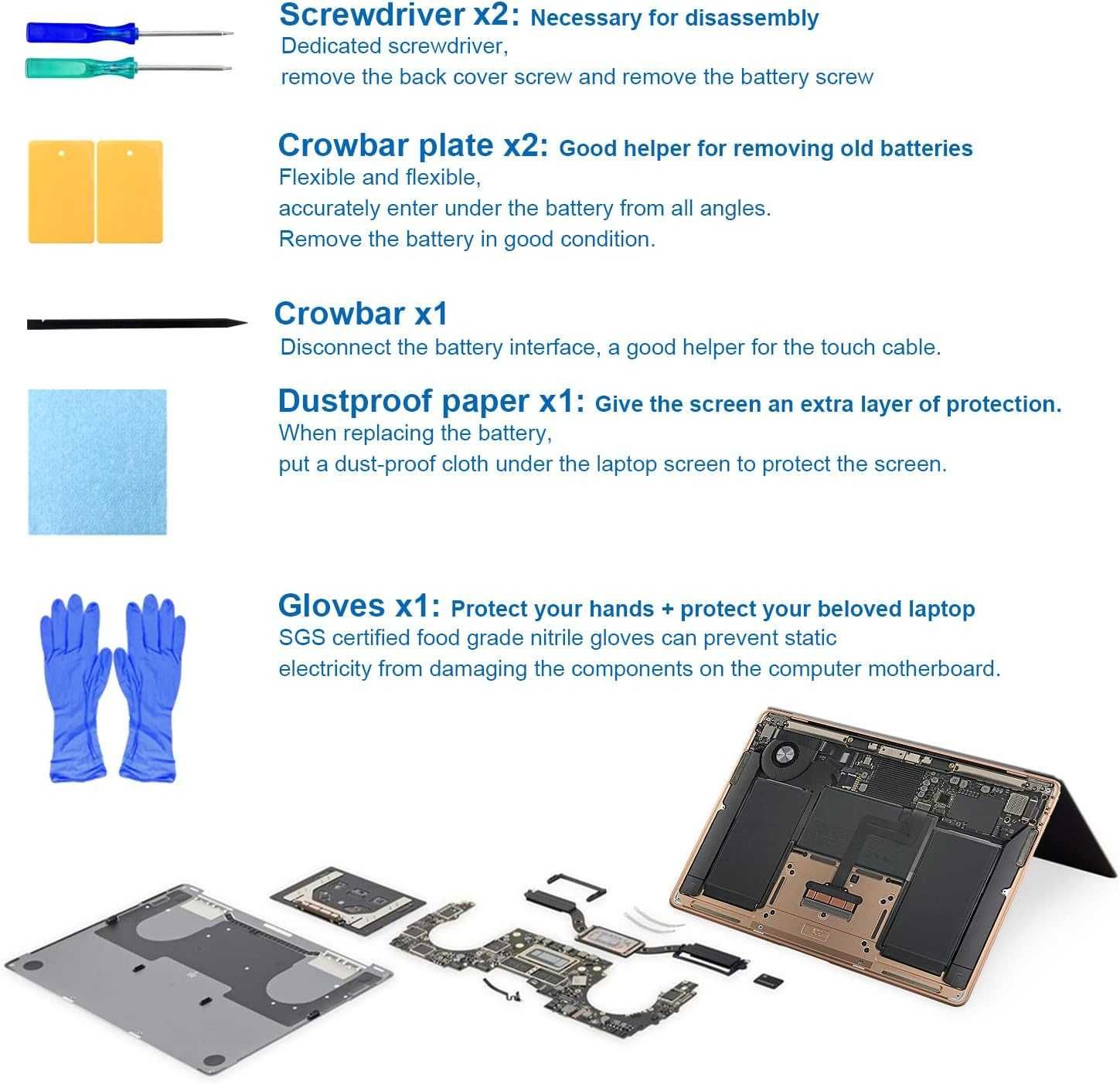 SNSYIY A1965 Батерия за MacBook Air 13 инча Retina A1932 (2018-2019)