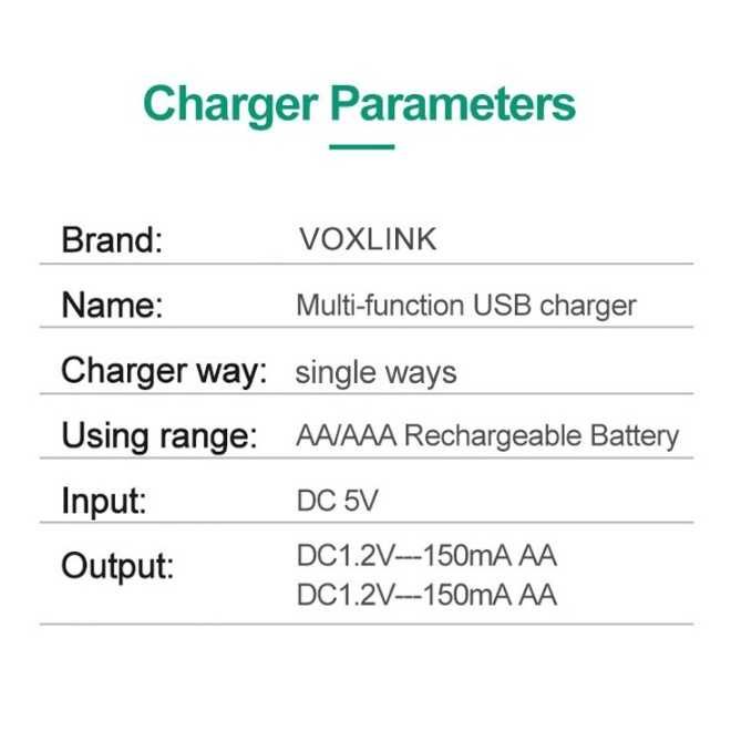 Зарядное устройство VOXLINK для аккумуляторов AA/AAA