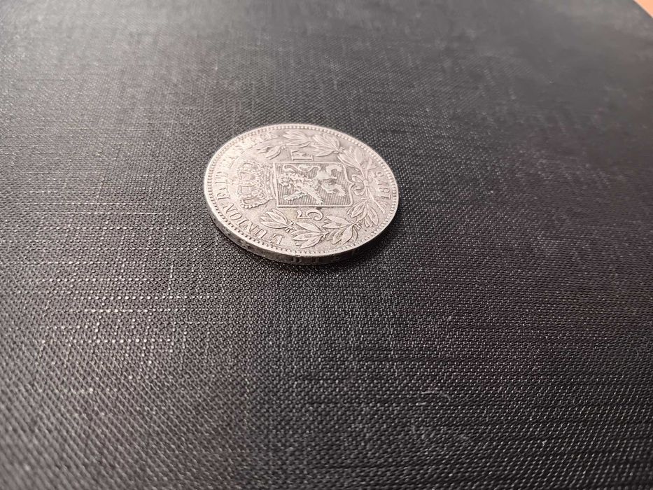 Монета 5 белгийски франка  сребърна от 1873 година