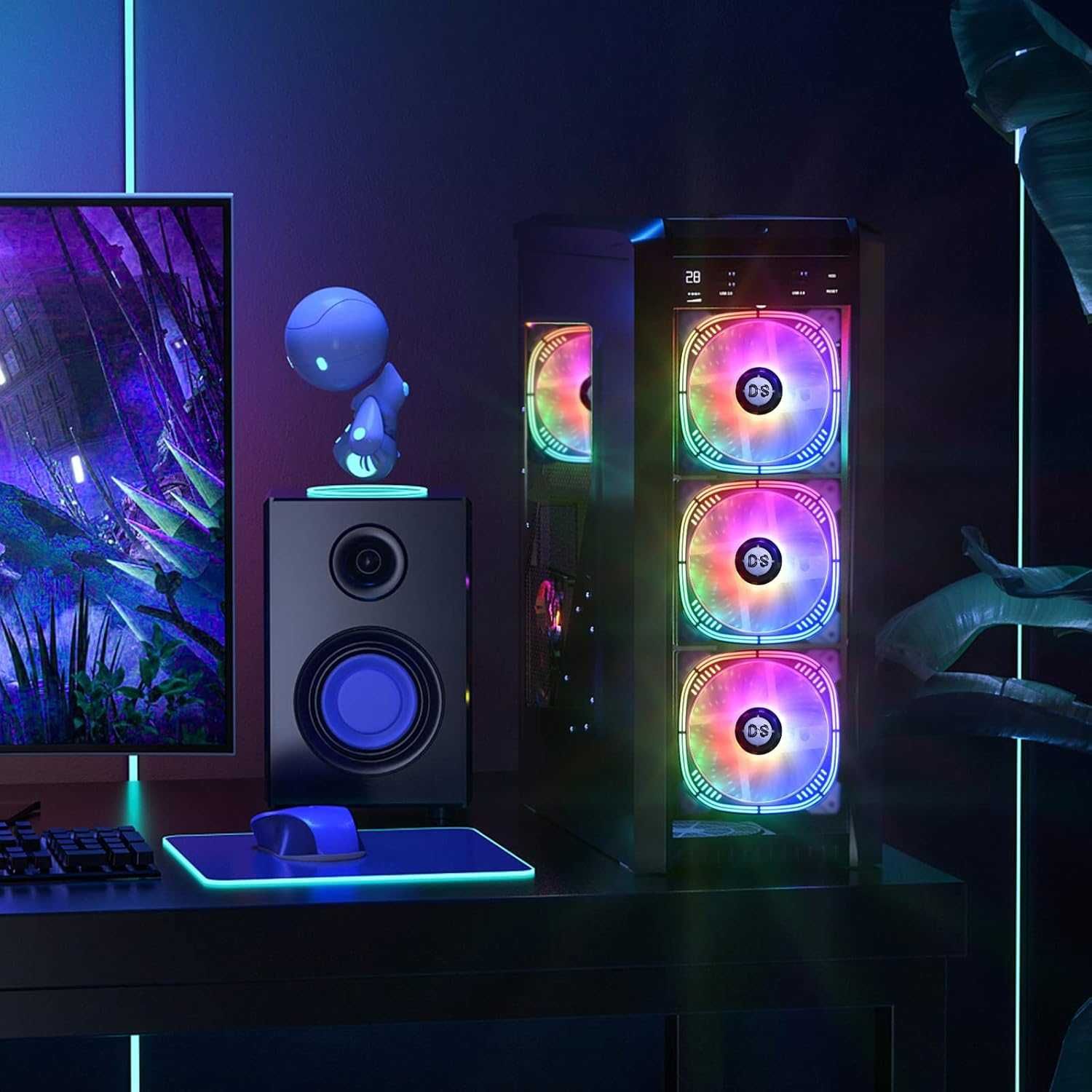 DS адресируеми RGB 120MM LED  6 бр. вентилатори с контролер
