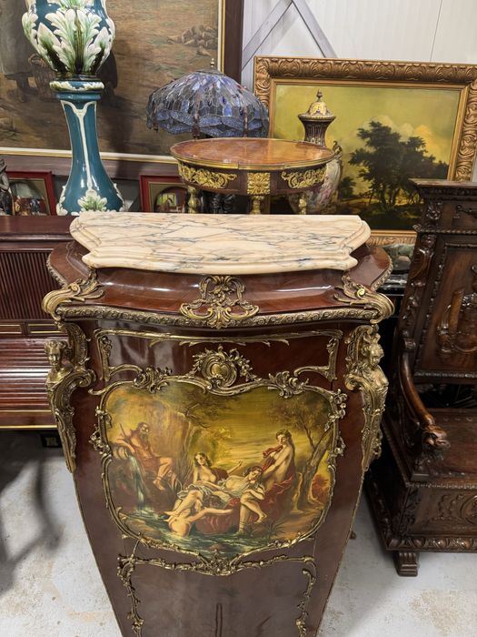 Bar Louis XV - pictură manuală, ornamente bronz, blat de marmură