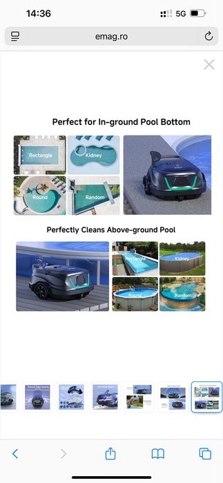 Robot de piscina fara fir Wybot A1, Functioneaza pana la 120 de minute