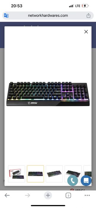 Tastatura jocuri MSI VIGOR GK30 RGB Tehnologie de comutare cu piston