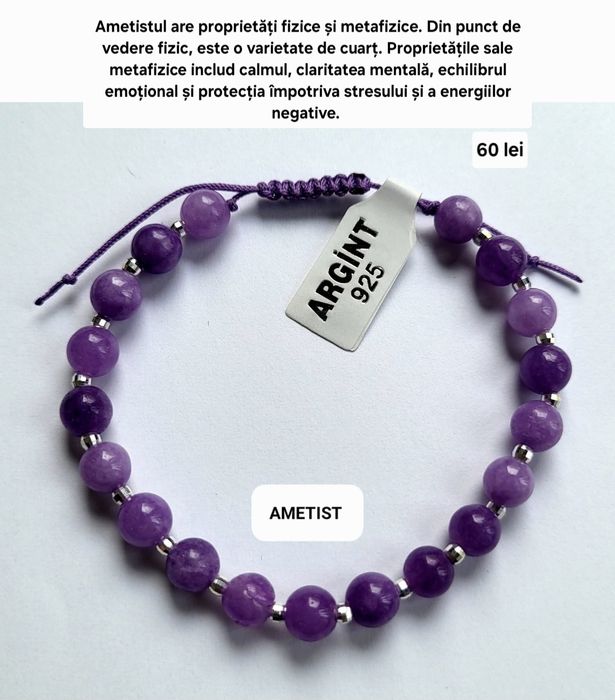 Brățări cu pietre semiprețioase și biluțe din argint